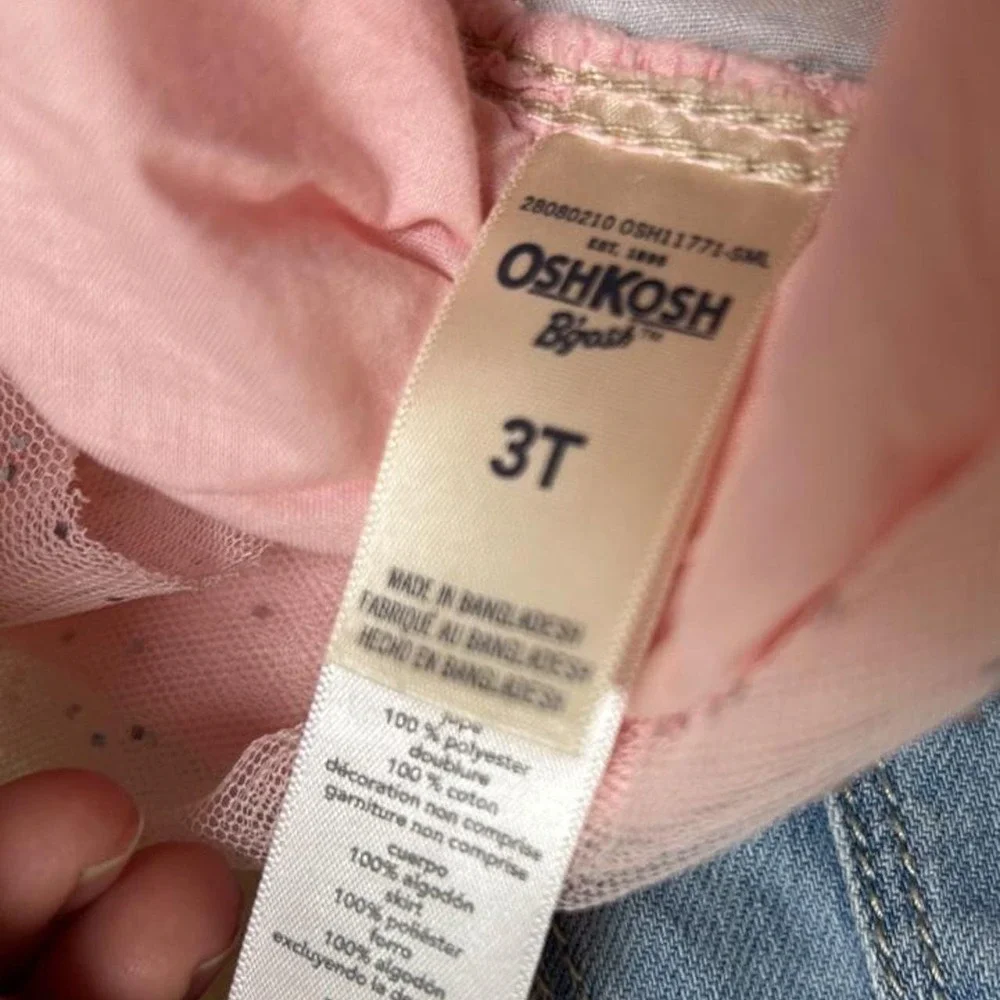 Osh Kosh Unicorn Pink Glitter Denim Overall Dress